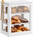 WOWLIVE Bread Box for Kitchen Countertop, Large 3 Layers Bread Storage Container for Homemade Bread with Window, Farmhouse Breadbox Organizer for Kitchen, Cabinet, Pantry (White, Meduim)