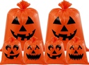 JOYIN 6 Pcs Halloween Pumpkin Leaf Bags, Plastic Lawn Bags for Yard Fall Leaf Halloween Decorations, Jack o' Lantern Reusable Trash Bag for Decor Party Favors, Party Supplies