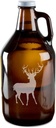 Deer Buck Hunting Hand-Made Etched Glass Beer Growler 64 oz