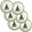 6 Pcs Christmas Dinner Plates Xmas Tree Melamine Dinnerware Green Plates Xmas Wreath Dishes Holiday Tableware for Dessert Salad Appetizer Birthday Party(Christmas Tree,8 Inches)