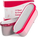 Ice Cream containers for homemade ice cream, Reusable Storage Freezer ice cream Container With Lids,2 Pack, BPA FREE, Dishwasher Safe Tub. Double Insulated, 1.5 Quart, Red and Burgundy , Non Slip