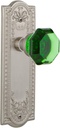 Nostalgic Warehouse 722398 Meadows Plate Single Dummy Waldorf Emerald Door Knob in Satin Nickel