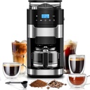 Kismile 10-Cup Digital Drip Coffee Maker with Built-In Grinder, Programmable, 12-Hour Timer, Keep-Warm Function, 1.5L Water Tank, Combo Brewer and Grinder for Home/Office Use