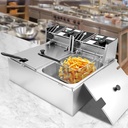 Commercial Deep Fryer 21Qt Dual Tank Deep Fryers with Baskets Food Grade Stainless Steel Electric Countertop Fryer with Adjustable Temperature, 1700wx2, 110v