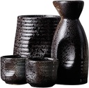 QWEASDF Japanese Sake Set, Vintage Glass, Ceramics, Traditional Handicrafts, 4-Piece Set, Suitable for Home, Restaurants, Pubs, Gifts, Decorations,4