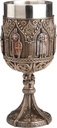 Veronese Design 6 7/8 Inch Medieval Knights Templar Icon Chalice Cup Cold Cast Resin Bronze Finish Stainless Steel Insert