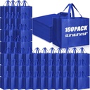 Windyun 100 Pcs Reusable Grocery Bags Bulk 13.8 x 8.6 x 11.8 In Large Foldable Shopping Bags Tote Bags with Reinforced Handle