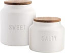 Santa Barbara Design Studio Canisters - Ceramic Canister with Airtight Acacia Wood Lid, Set of 2, Sweet + Salty