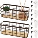 Dicunoy Set of 2 Small Wire Baskets, Narrow Rustic Storage Bin for Bathroom Counter, Farmhouse RectangleOrganizer Tray for Kitchen Countertop, Pantry, RV, School Classrooms, Office Decorative