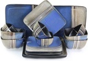 Elama Uptown Loft 16 Piece Stoneware Double Bowl Dinnerware Set Blue/Gray ELM-UPTOWN16 (93597913M)