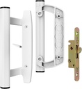 Aluminum Handle Replacement Set for Sliding Glass Doors – Includes Mortise Lock, Compatible with 3-15/16 in. Hole Spacing (WHITE + Mortise Lock)