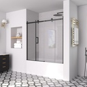 56-60" W x 58" H Frameless Bathtub Sliding Doors, Glass Shower Door for Tub with 5/16" (8mm) Clear SGCC Tempered Glass, Matte Black Finish Shower Doors, Reversible Installation