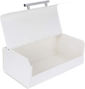 JEOZBM Bread Box, Milk White Large Capacity Bread Storage Box, Stainless Steel Food Container With Roll Top Lid for Kitchen Counter