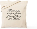 CafePress Three May Keep A Secret Tote Bag Reusable Natural Beige Canvas Shopping Bag