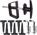 Double Door Shed Hardware Kit -Includes Window and Door/Window Hinge Set, Complete with Hinges, Latches, and T-Handle Lock -, for Gates, playrooms