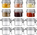 Suclain 12 Pcs 4 Oz/120 ml Plastic Storage Jars with Airtight Hinged Lids, Clear Wide Mouth Food Storage Containers Empty Bottles Sealed Jars for Home Kitchen Candy Herbs Spices Coffee Nuts