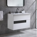 36" Floating Bathroom Vanity with Sink, White Wall Mounted Bathroom Vanity Cabinet Set, Modern Bath Sink Vanity with 2 Storage Drawers