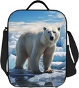 Insulated Lunch Bag for Women Men Polar Bear Ice Lunch Box Leak-Proof Cooler Food Lunch Container for Work Travel Outdoor