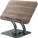 Tounee Book Stand for Reading, Adjustable Book Holder with 360° Swivel Base, Foldable Cookbook Stand Recipe Book Holder with Elastic Page Clips for Music Scores, Recipe, Tablet, Laptop-Gray