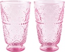 Lilly Pulitzer Hobnail Glass Set, Pink Textured Goblet Glasses, Vintage Inspired Drinkware Set, 16oz Cocktail Glasses, Set of 2, Conch Shell Pink