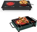 VBGK Electric Cooktop with Cooling Rack,2400W Electric Burner Built-in & Countertop Electric Stove Top with 9 Heating Level, Timer & Kid Safety Lock, Touch Control