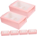 PRETYZOOM 6Pcs Cupcake Boxes with Inserts Sturdy Paper Bakery Box for Cakes Cookies Desserts for Birthday Parties Events Attractive Design
