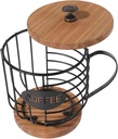 Iron Wood Storage Basket Holder Coffee Capsule Rack Coffee Bar Accessory