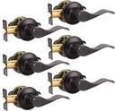 Probrico 6 Pack Passage Door Lever [Non-Locking Lever Set], Non-Locking Door Handle Set for Hallway or Closets, Keyless Oil Rubbed Bronze Wave Door Lock, Reversible Right & Left Side Handed