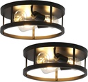 Black Flush Mount Ceiling Light Fixtures,3-Light Modern Hallway Light Fixtures Ceiling, 13 inch Black Light Fixture Ceiling Mount for Farmhouse,Kitchen, Bedroom 2 Pack