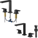Black High Flow Bath Tub Faucet Set 3 Hole, Brass Deck Mount Roman Bathtub Faucet Matte Black Bathroom Sink Faucet 3 Hole, Brass 8 Inch Widespread Bathroom Faucet 2 Handle