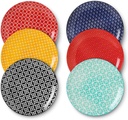 DOWAN 10" Colorful Dinner Plates Set of 6, Ceramic Dessert Plates Set for Salad, Pasta, Steak - Appetizer Plates, Dining Serving Plates for Parties, Restaurant - Dishwasher & Microwave Safe - Gifts