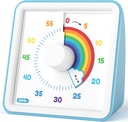 LIORQUE 60 Minute Visual Timer for Kids, Visual Countdown Timer for Classroom Office Kitchen with 'Rainbow' Pattern Design, Pomodoro Timer with Silent Operation (Batteries Included)