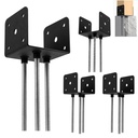 4Pcs Concrete Post Anchor U Shape Fence Post Holder 4x4 Post Base Holder Ground Spike, Pergola Brackets Deck Post Base