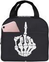 Middle Finger Skeleton Print Insulated Lunch Bag Women Men Adult Lunch Box Tote Bags Cooler Bag Portable Bento Box Lunchbox for Adults Lunch Boxes for Work Office Picnic Outdoor