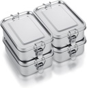 ZOFORTY 4Pcs Stainless Steel Bento Box 850ml/30oz Metal Lunch Box with Removable Divider, Leak-Proof Lunch Container for Sandwich, Snack, Salad