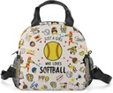 Insulated Lunch Box with Shoulder Strap Portable Waterproof Lunch Bag for School Work Camping (Softball)