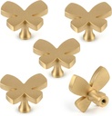 5 Pack Solid Brass Cartoon Butterfly Cabinet knob, Children's Dressing Table, Desk, Bookshelf, Drawer, Wardrobe, Gold Single Hole Handle