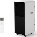 Portable Air Conditioner 14,000 BTU Cools Up to 700 Sq.Ft, 3-IN-1 Quiet Portable AC Unit with Remote Control for Large Room, Campervan, Office, Temporary Space, Black+White