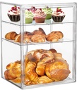 Bread Box For Kitchen Countertop Pastry Bakery Display Case 3 Layers Adjustable Large Bread Storage Container For Homemade Bread, 1 Pack