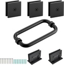 Shower Door Hardware Kit Frameless Swing Hinged Wall in Shower Doors Accessories Parts for 5/16” 3/8” to 1/2" Thick Glass Panle with Hinges 8 inch Handles Glass Clamp - Matte Black