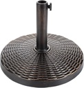 FLAME&SHADE 26lb Round Base Stand Weight for Patio Market Table Umbrella Outdoor, Bronze
