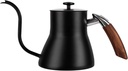 800ml, 304 Stainless Steel Handheld Coffee Kettle Ear Hanging Coffee Pot Heatable Hand Drip Spout Pot for Tea and Coffee Brewing (Color : Black)