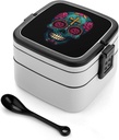 Skull Cross Bento Box Adult Lunch Box Lunch Containers with 2 Compartments