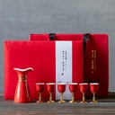 Sake Cup Set*7 Pieces Sake Set, Traditional Retro Red Ceramics Sake Cup Set, Elegant Design Best Gift for Family and Friends, with 6 Sake Cups, 1 Sake Pot Mugs, Onecolor