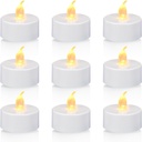 KOABY 12 Pack Warm Yellow Tea Lights with Timer, Battery Operated Flameless Flickering Tea Lights