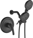 Dual Shower Faucet Set 2 in 1 Shower System with Valve Shower Fixture with Handheld Shower Trim Kit 3-way Water Diverter Shower Trim and Valve Kit Matte Black