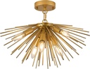 Gold Sputnik Ceiling Light Fixture 6-Light Starburst Chandelier Ceiling Light Mid-Century Modern Satellite Chandelier Solid Metal Urchin Chandeliers for Entry Dining Room Kitchen Sink