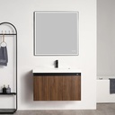 Blossom Lille Brown Walnut Bathroom Vanity with Acrylic Sink – LED Lighted Modern Wall-Mounted Sink Cabinet with Soft-Close Drawers, Sink Top, and Built-in Storage (36" with Acrylic Sink)