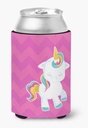 Caroline's Treasures BB6809CC Pink Chevron Unicorn Can or Bottle Hugger Cooler Washable Drink Sleeve Collapsible Beverage Insulated Holder, Can Hugger, Multicolor