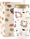 Halloween Cups Tumbler Glasses Drinking, Halloween Gifts for Women Him, Spooky Gifts Boo Basket Items Stuffers, Cute Ghost Decor Indoor Decorations, Funny Iced Coffee Cup, Colorful, 16 oz